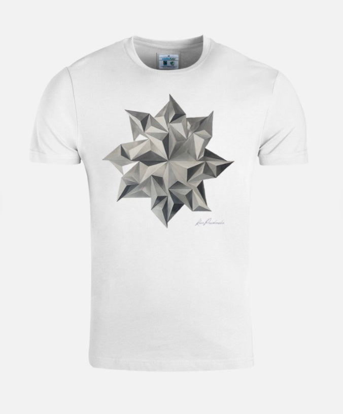 T-shirt - White t-shirt with geometric art print