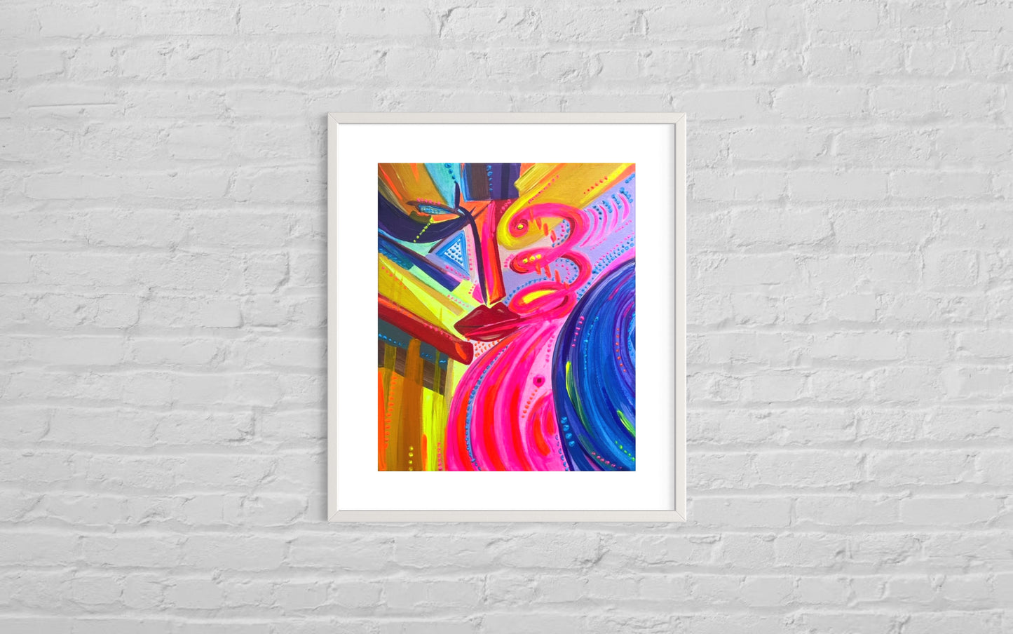 giclée print | abstract face print | neon colours wall art