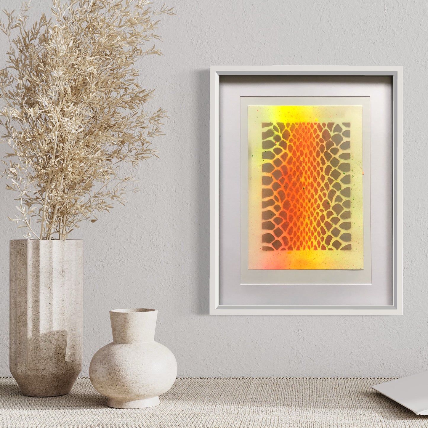 Snake skin pattern acrylic art | original art with artist signature (framed)