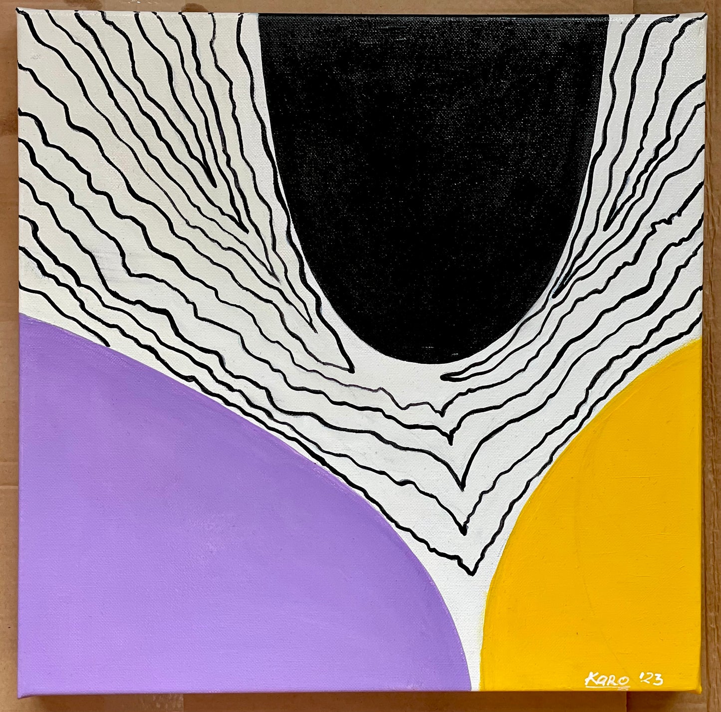 Flow | modern acrylic painting | geometric original painting | pastel painting | yellow and lavender painting