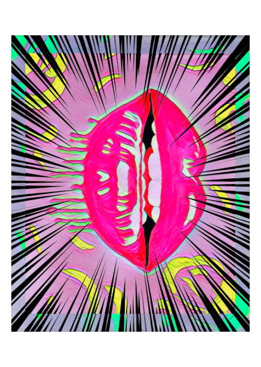 Print (B grade) - Pop art print of lips on pink background A4