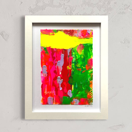 Modern neon art| abstract bright colours art| wall decoration| hot pink and neon yellow art| happy painting|" happy joyful art | colourful original painting