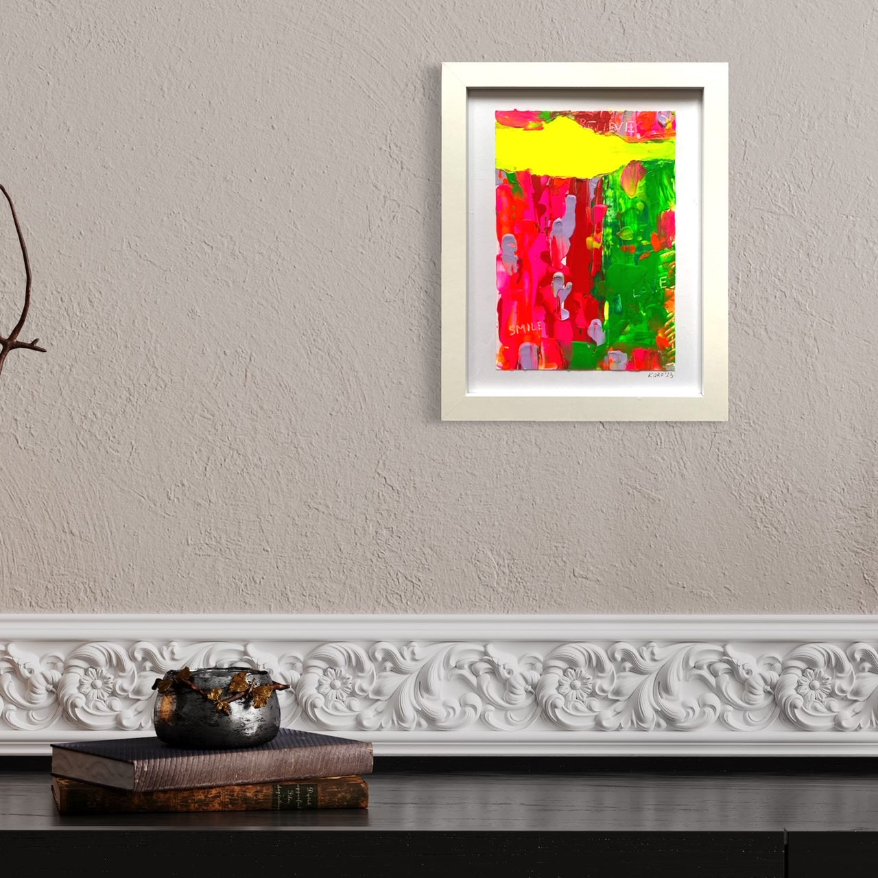 Modern neon art| abstract bright colours art| wall decoration| hot pink and neon yellow art| happy painting|" happy joyful art | colourful original painting