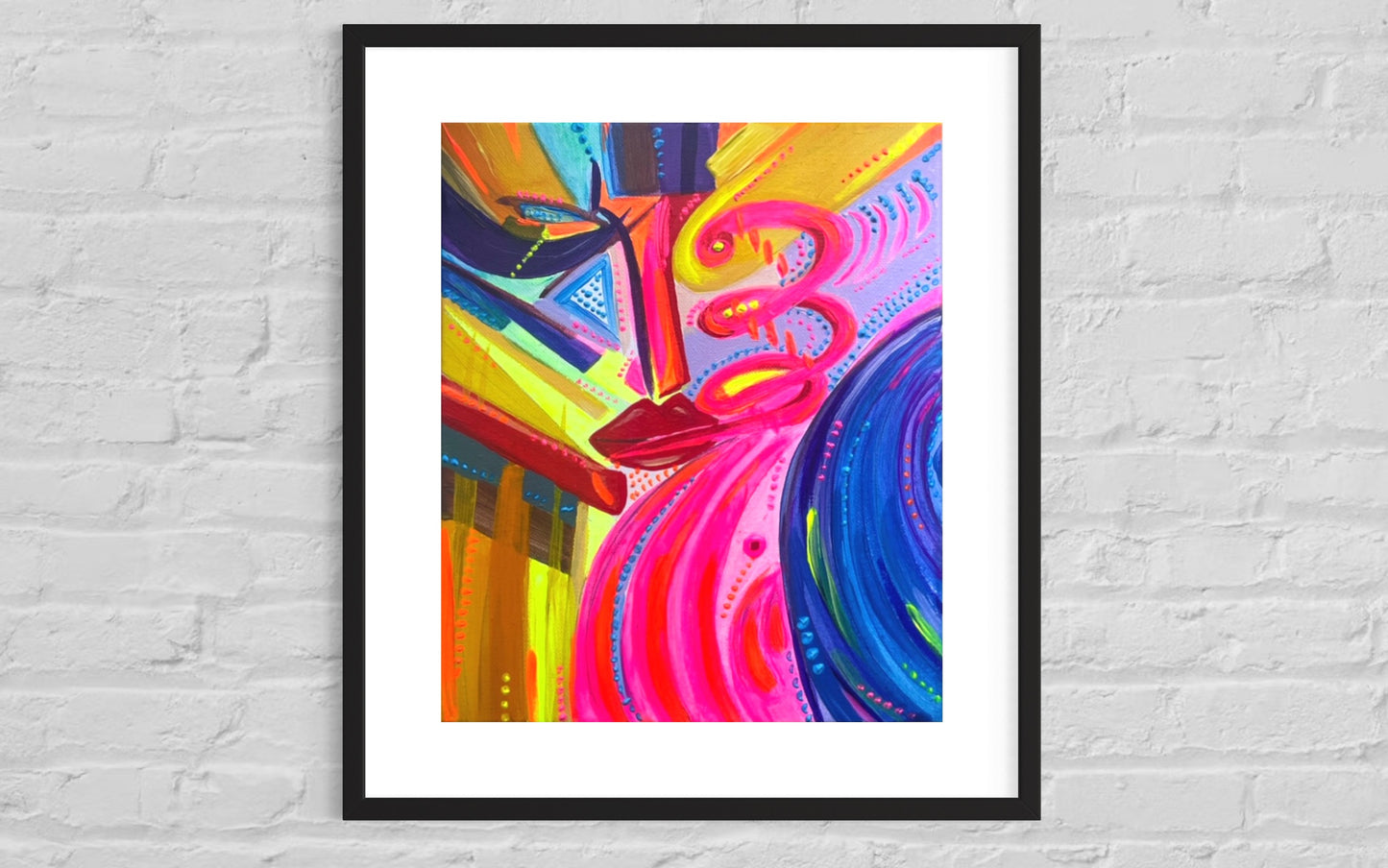 giclée print | abstract face print | neon colours wall art