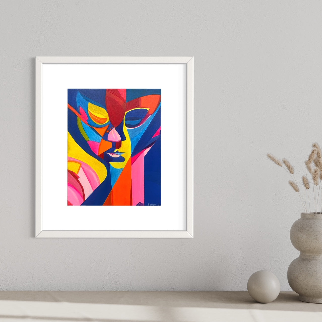 strong colours art | face art wall | deconstructed face painting | modern abstract painting | abstract art| red and blue art | original painting |interesting painting| yellow art decoration | livingroom decoration | Christmas gift ideas