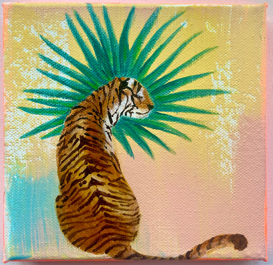 Tiger | acrylic tiger painting | small art | wild life painting | pastel colours | neon colourse