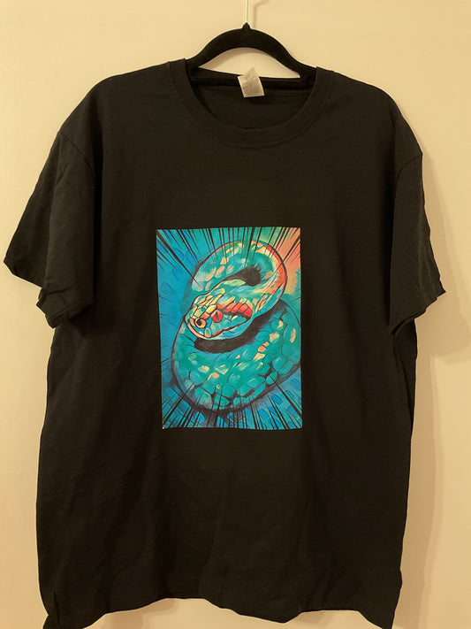 T-shirt - Black cotton T-shirt with original snake design on the front - Limited