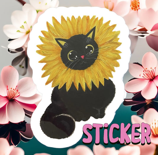 Sticker - cute sunflower cat