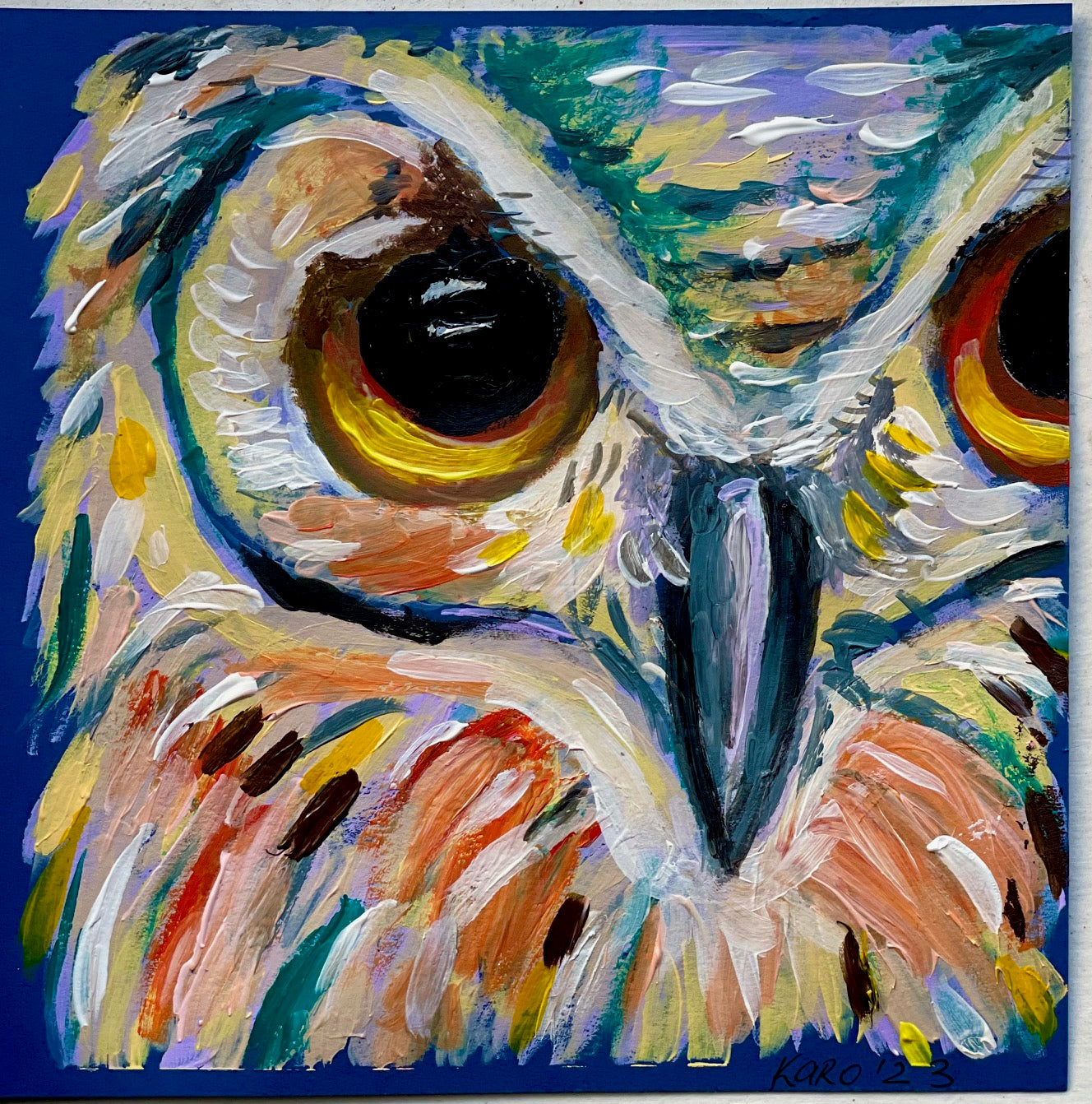 Hand painted greeting cards| greeting card with an owl| art on a card| hand painted cards with birds lol