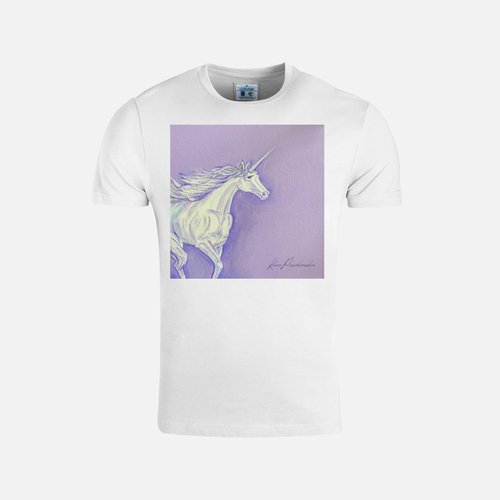 Unisex cotton t-shirt  (white with a Unicorn designs)